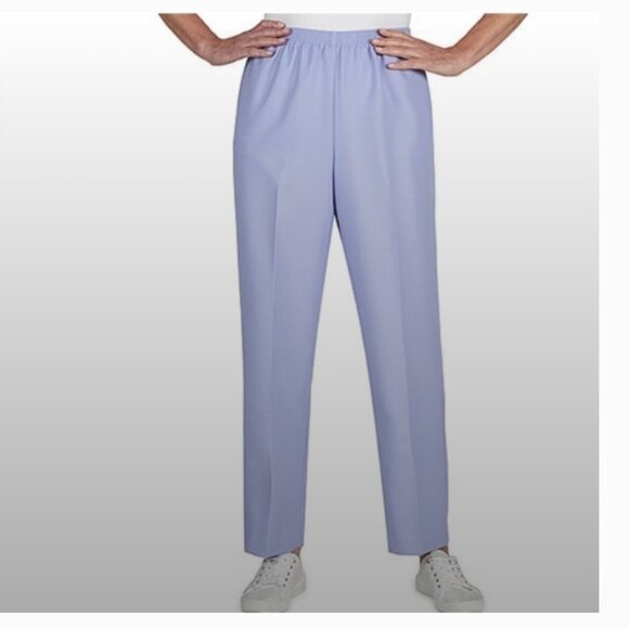 ALFRED DUNNER Pants(2) Women's Size 12 Pink Blue High Waist Faux Suede Pull-On - Picture 10 of 16
